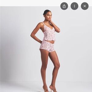 Skims Stretch Lace Triangle Camisole& Shorts Set